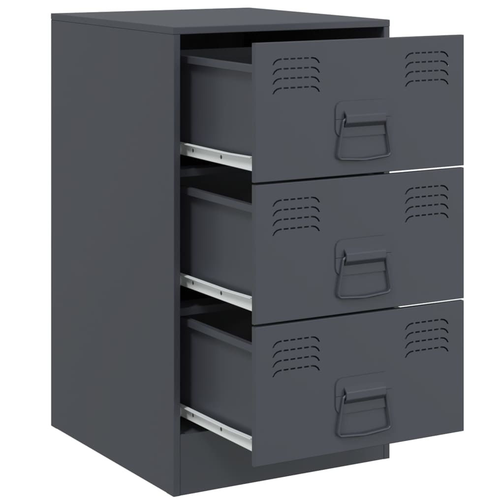 Bedside tables 2 pcs. Anthracite 34.5x39x62 cm steel
