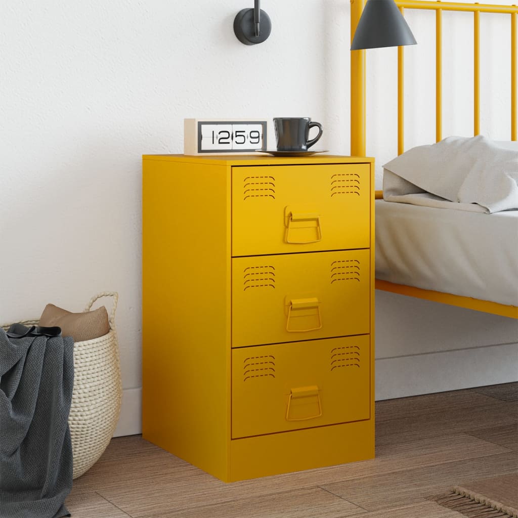 Bedside table mustard yellow 34.5x39x62 cm steel