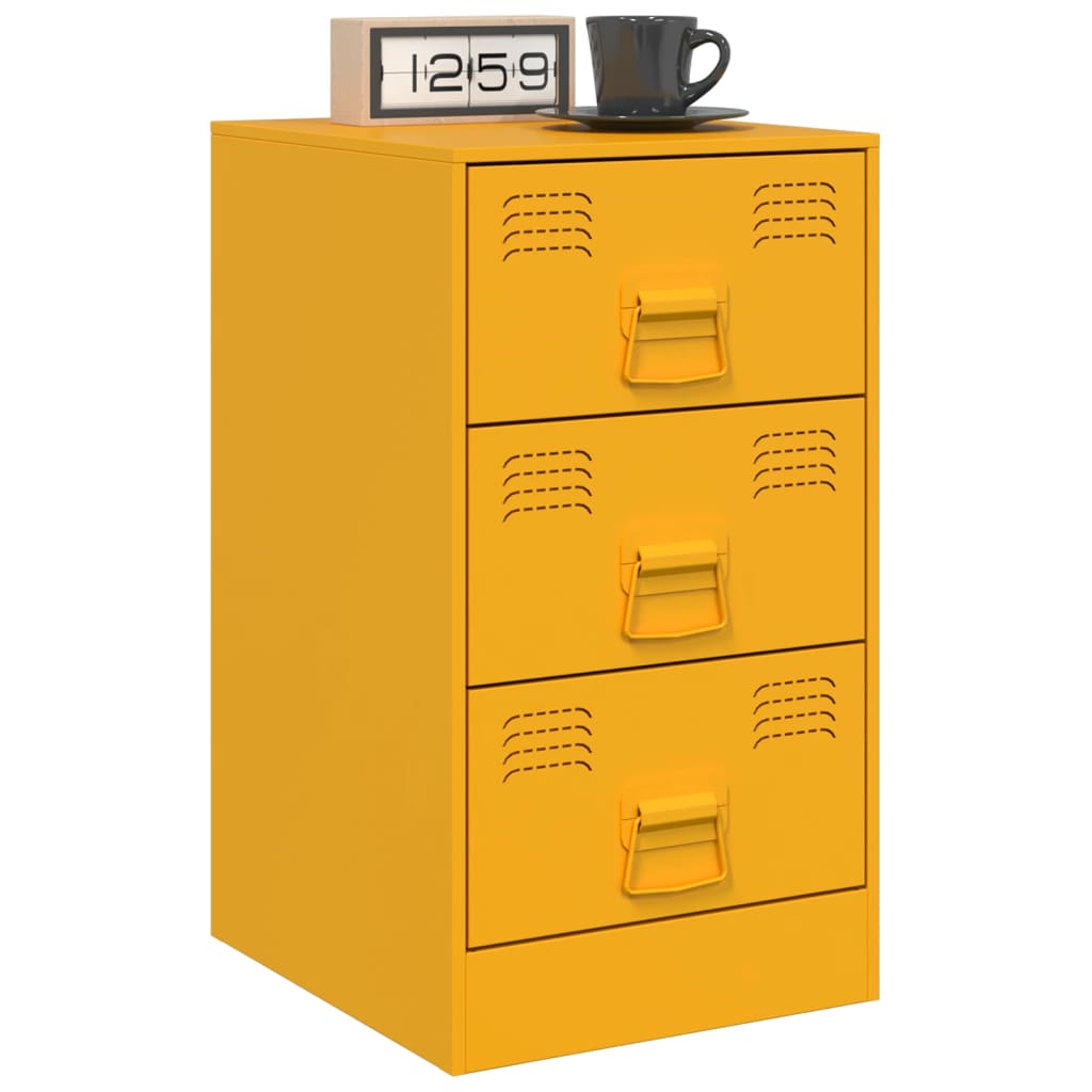 Bedside table mustard yellow 34.5x39x62 cm steel