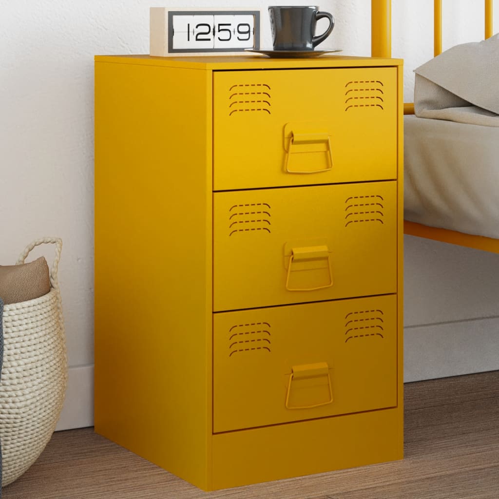 Bedside table mustard yellow 34.5x39x62 cm steel