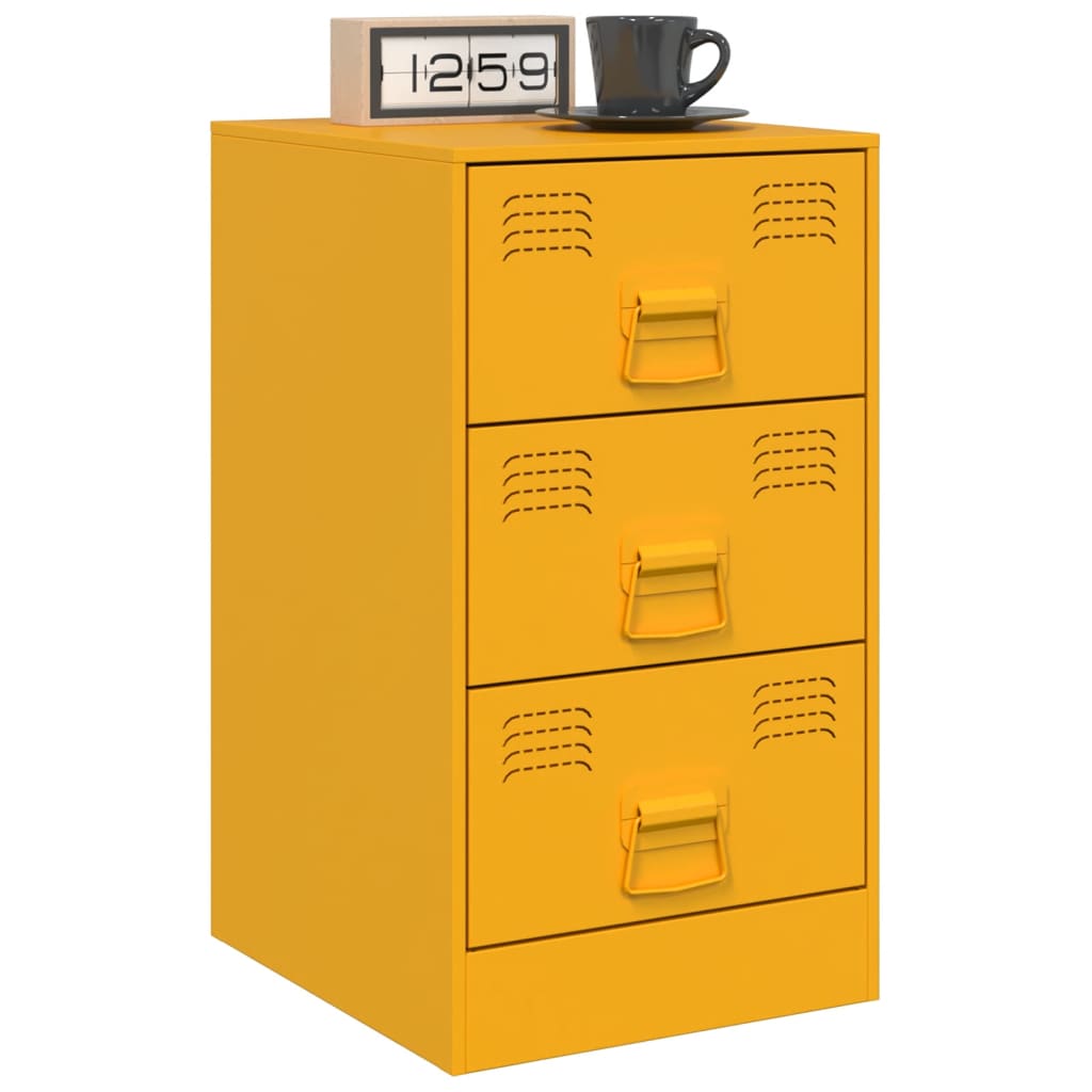 Tables de chevet 2 pcs. Jaune moutarde 34,5x39x62 cm en acier