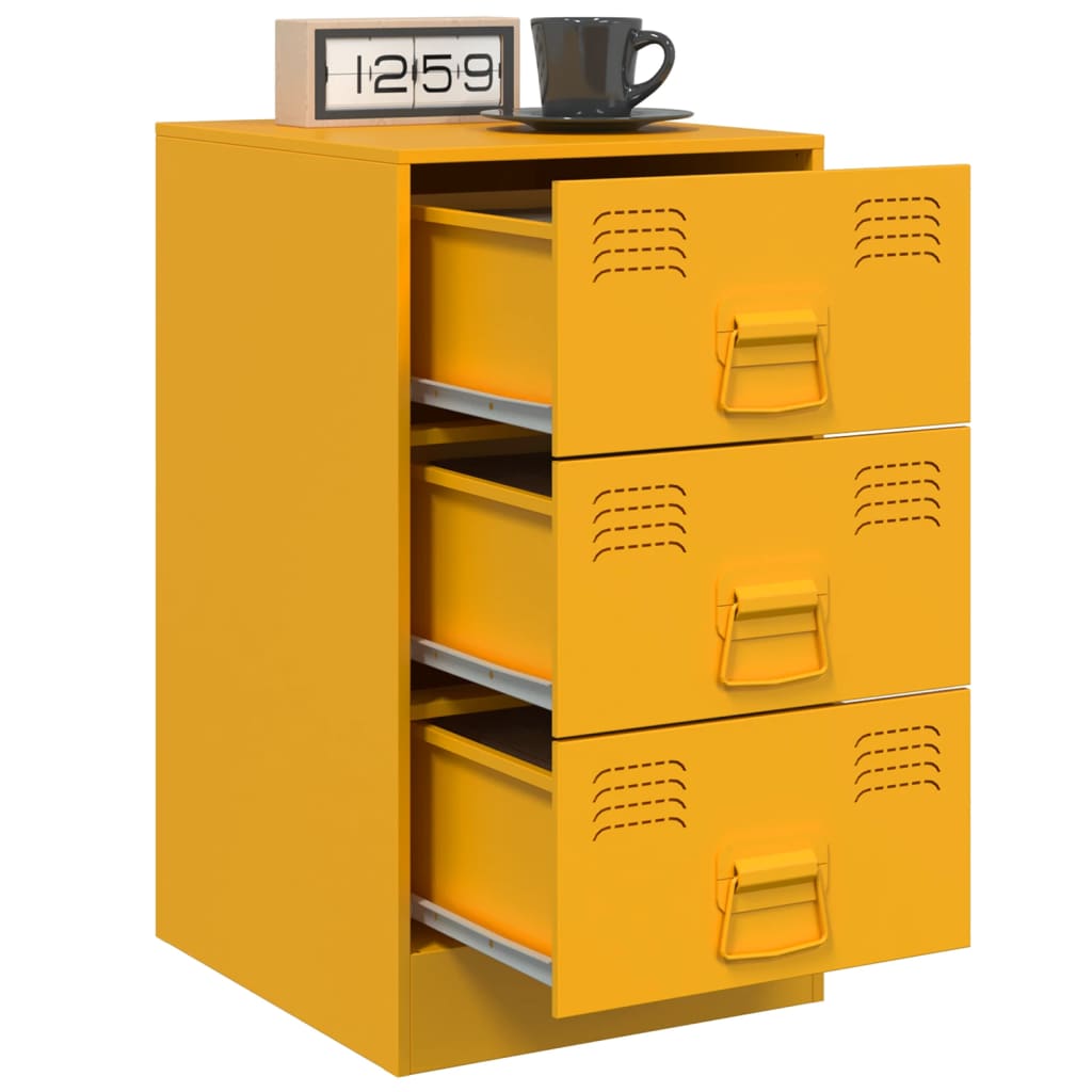 Tables de chevet 2 pcs. Jaune moutarde 34,5x39x62 cm en acier