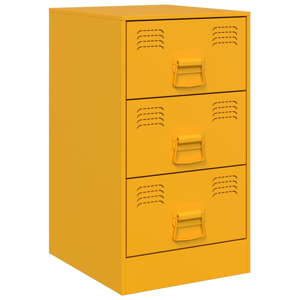 Tables de chevet 2 pcs. Jaune moutarde 34,5x39x62 cm en acier