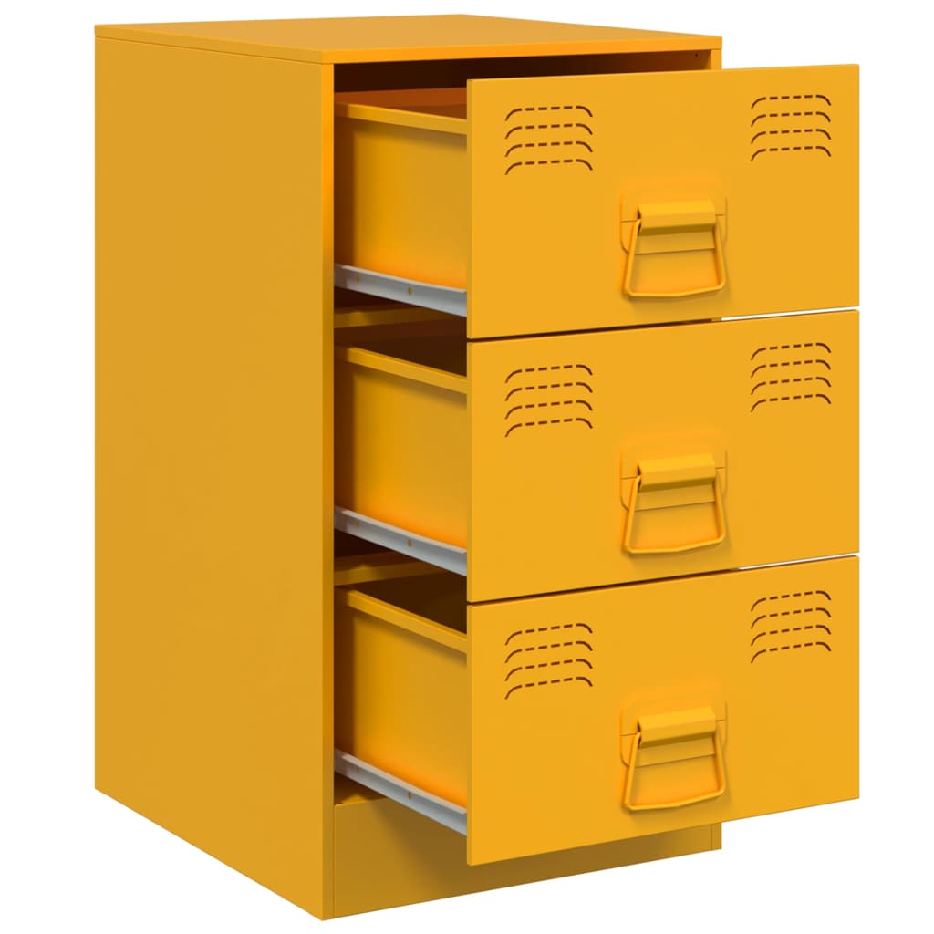 Tables de chevet 2 pcs. Jaune moutarde 34,5x39x62 cm en acier