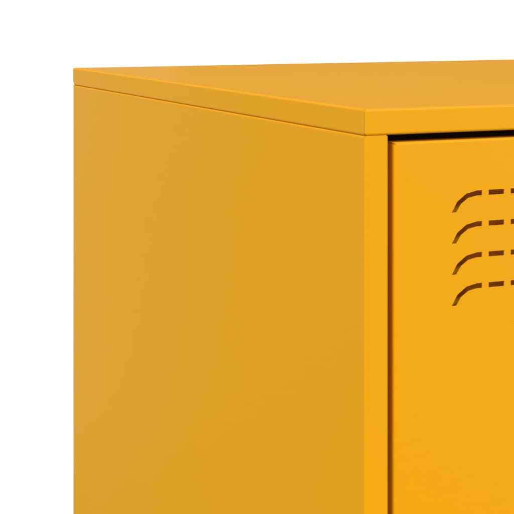 Tables de chevet 2 pcs. Jaune moutarde 34,5x39x62 cm en acier
