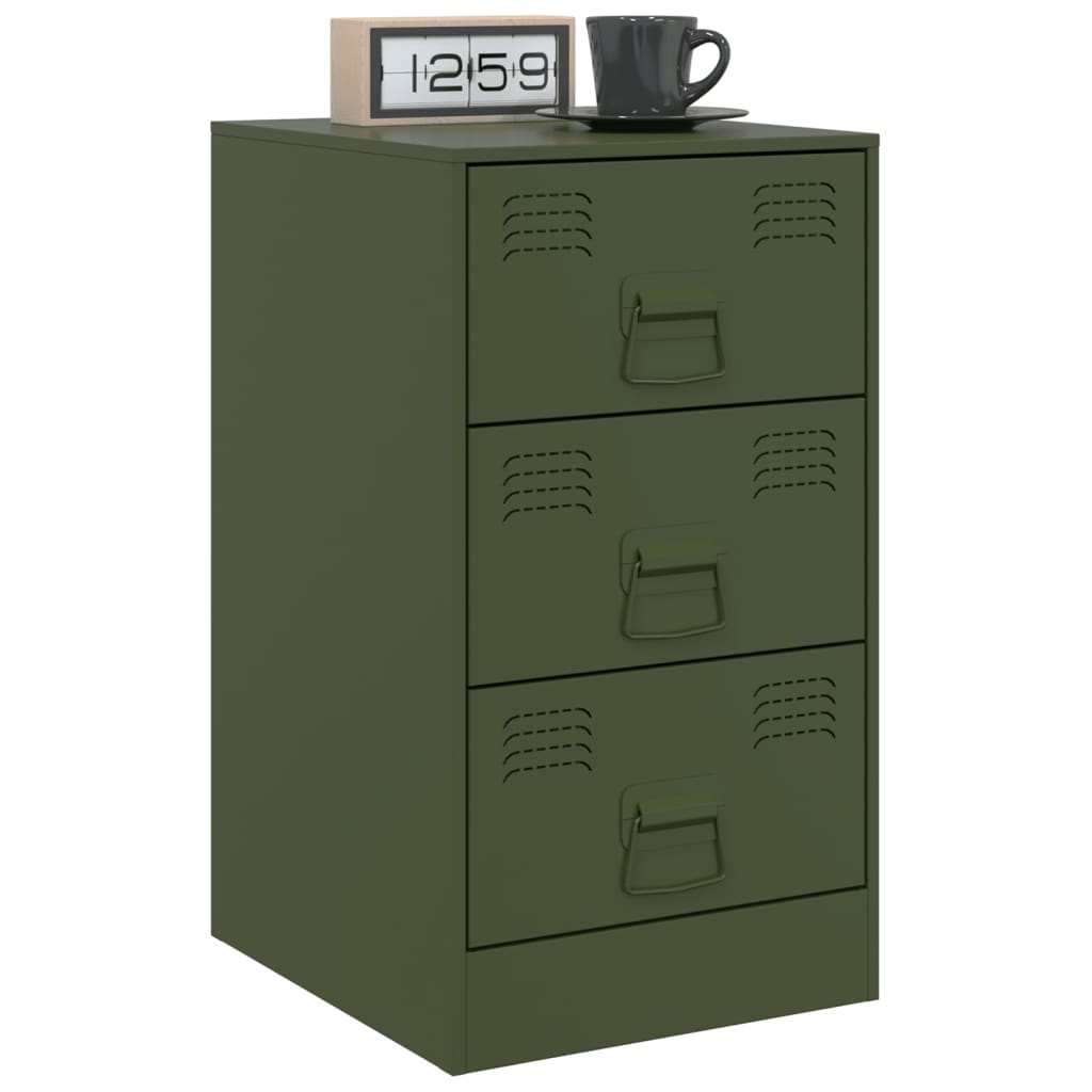 Bedside tables 2 pcs. Olive green 34.5x39x62 cm steel