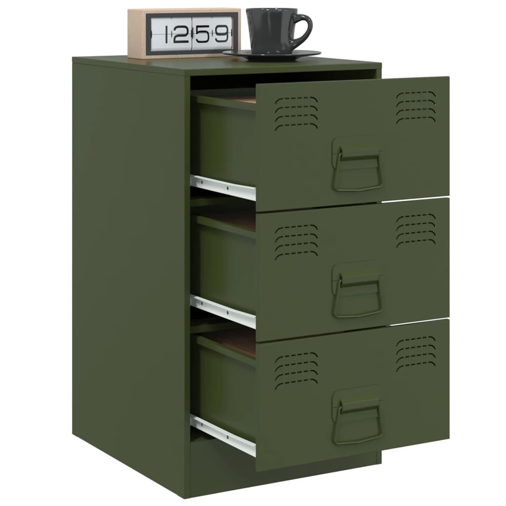 Bedside tables 2 pcs. Olive green 34.5x39x62 cm steel