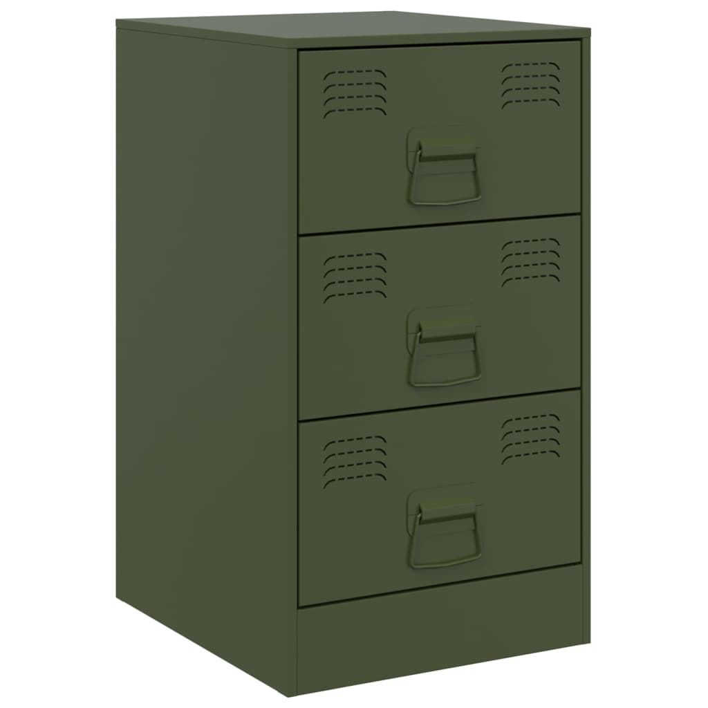 Bedside tables 2 pcs. Olive green 34.5x39x62 cm steel