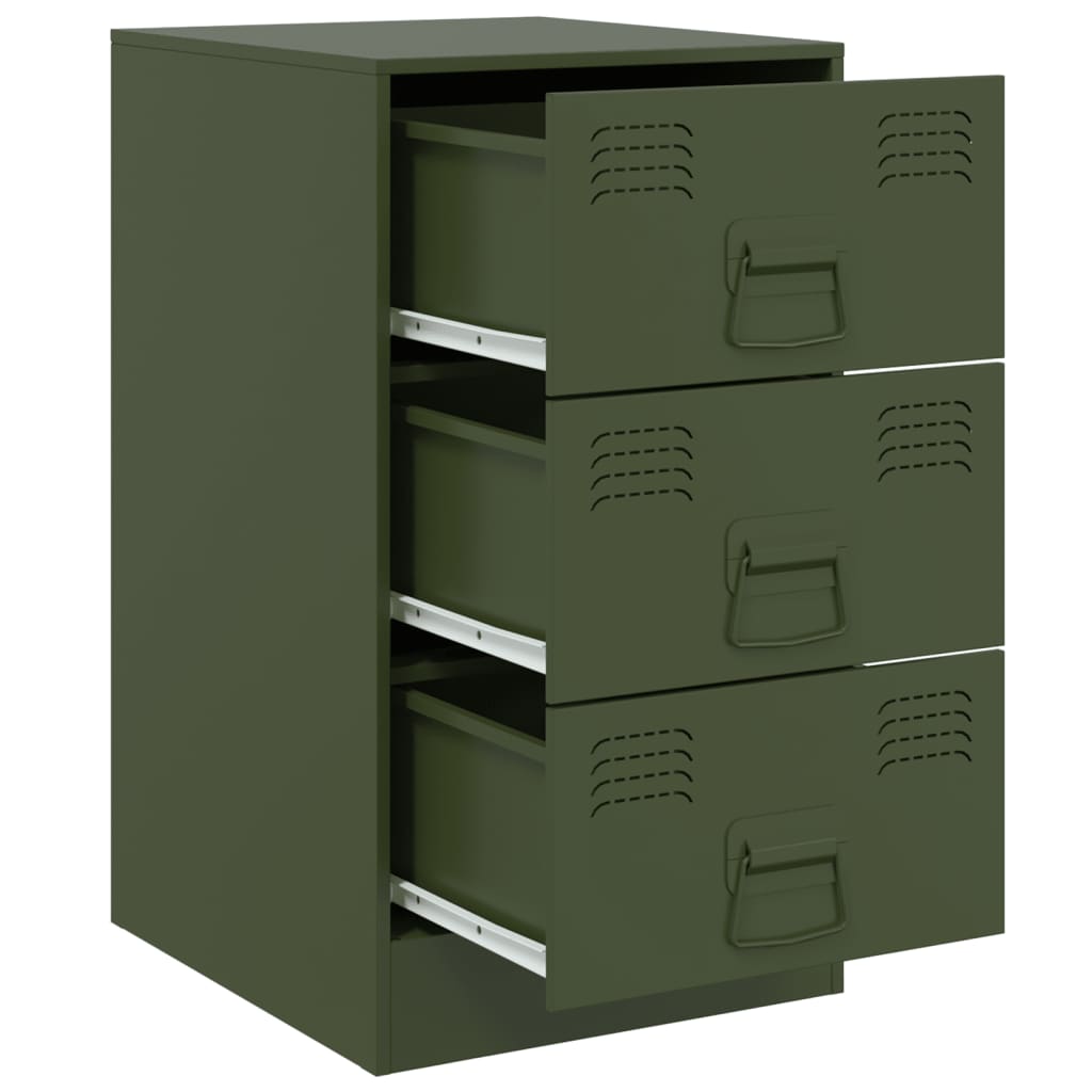 Bedside tables 2 pcs. Olive green 34.5x39x62 cm steel