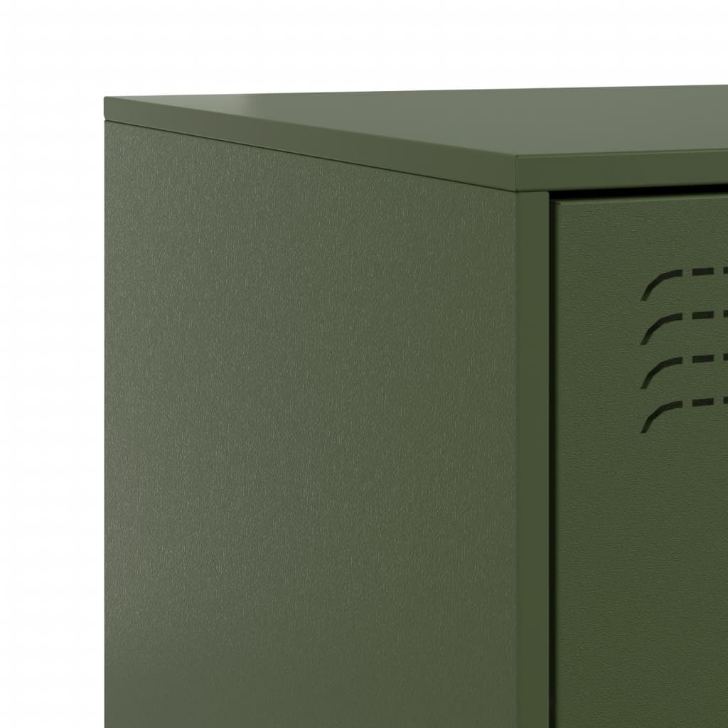 Bedside tables 2 pcs. Olive green 34.5x39x62 cm steel