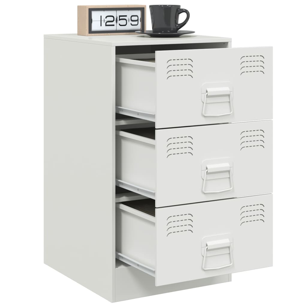 Tables de chevet 2 pcs. Blanc 34,5x39x62 cm acier