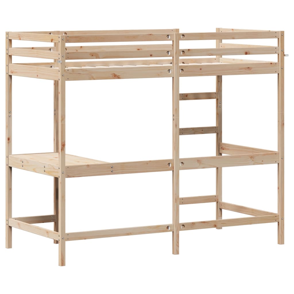 Hochbett mit Schreibtisch 100x200 cm Massivholz Kiefer