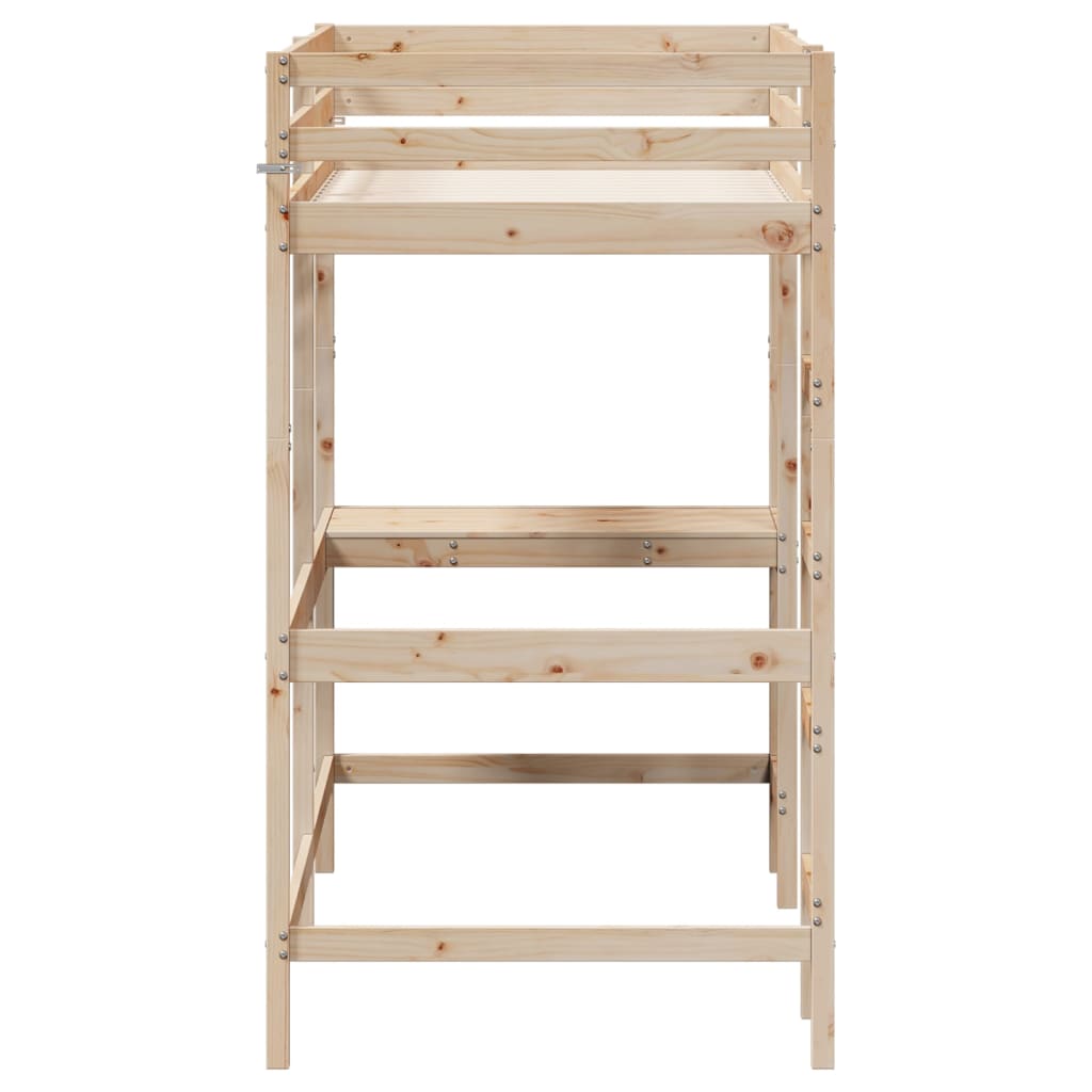 Loft bed with desk 90x200 cm solid pine wood