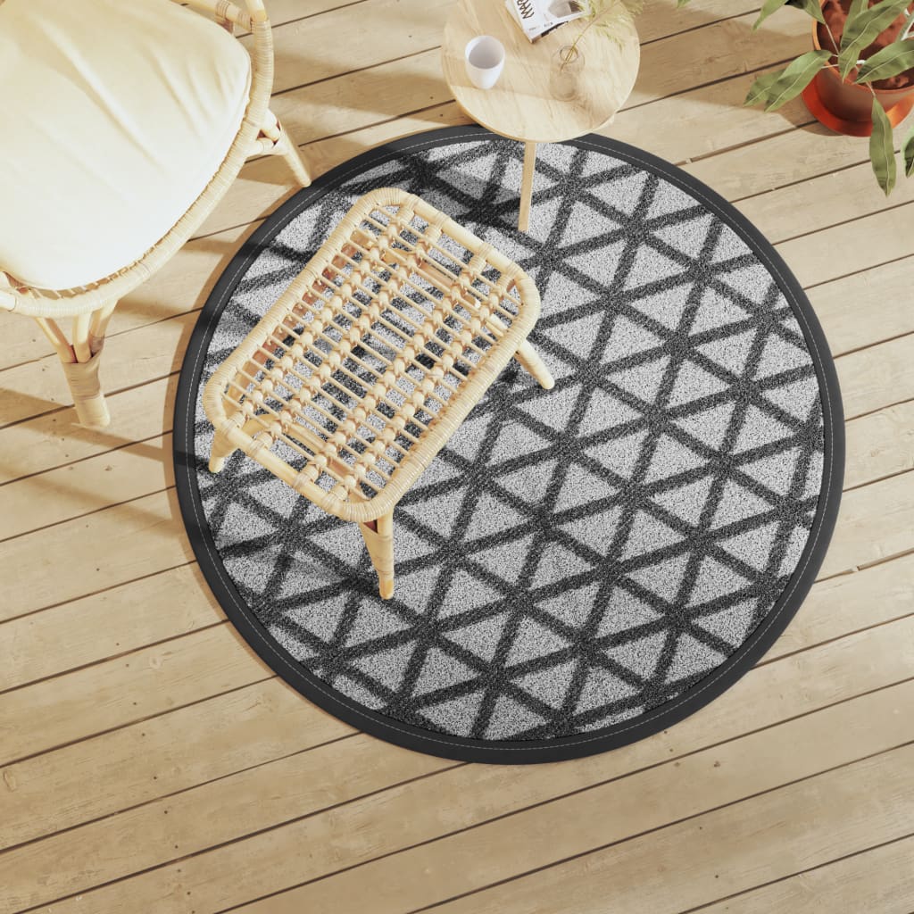 Outdoor rug ARAKIL Black Ø120 cm PP