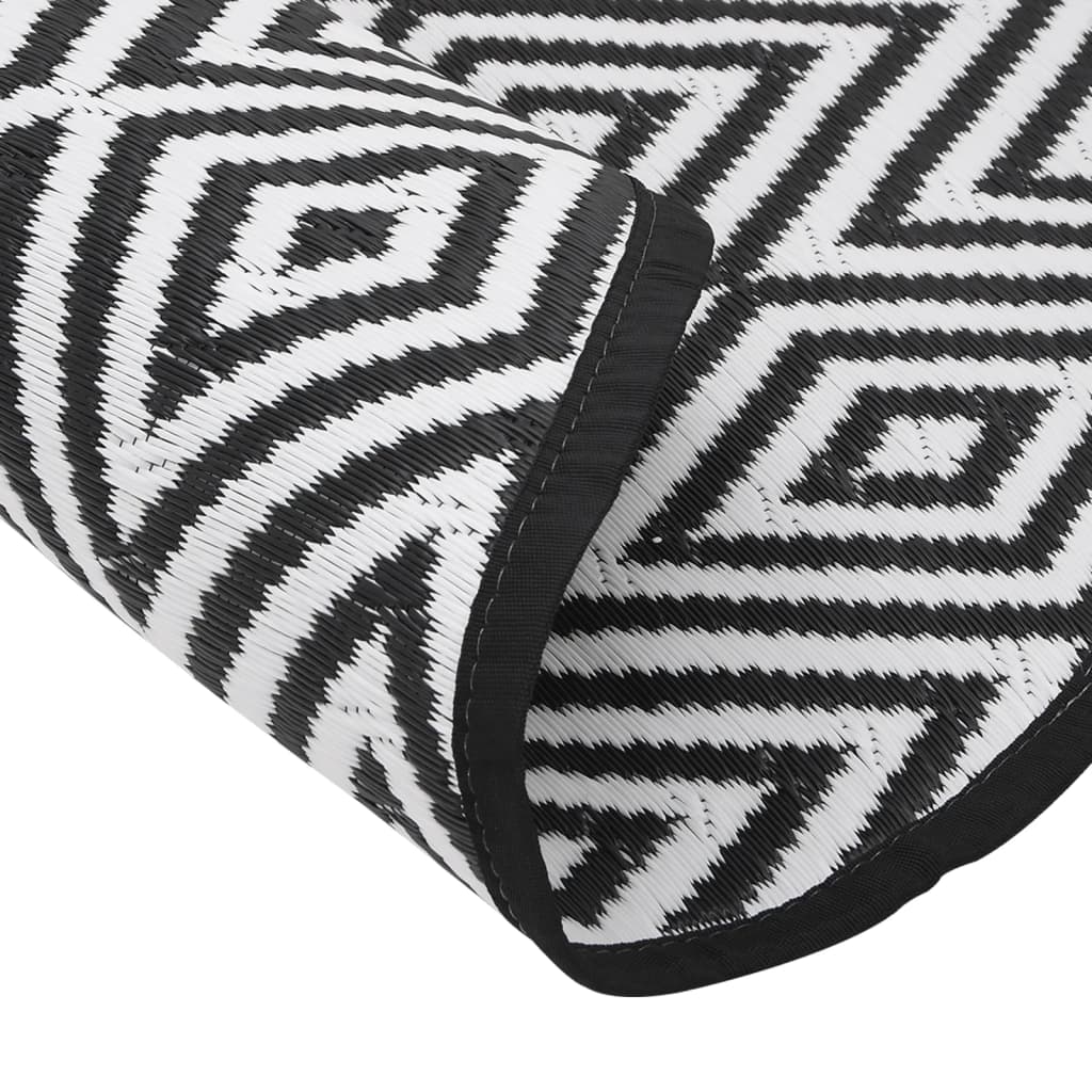 Outdoor-Teppich ARAKIL Weiß und Schwarz Ø120 cm PP