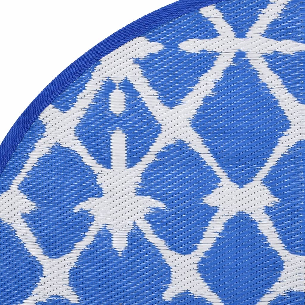 Tapis d'extérieur ARAKIL bleu et blanc Ø200 cm PP