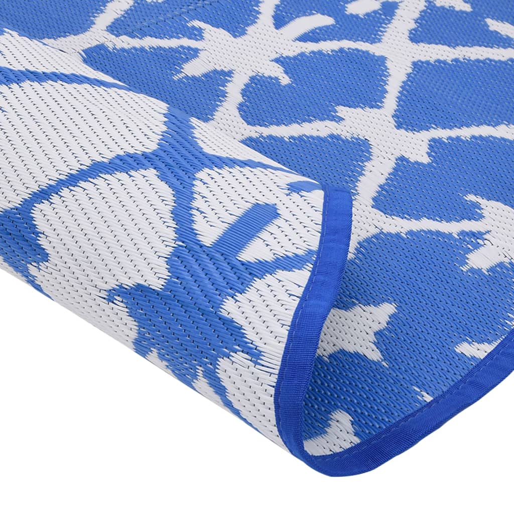 Tapis d'extérieur ARAKIL bleu et blanc Ø200 cm PP