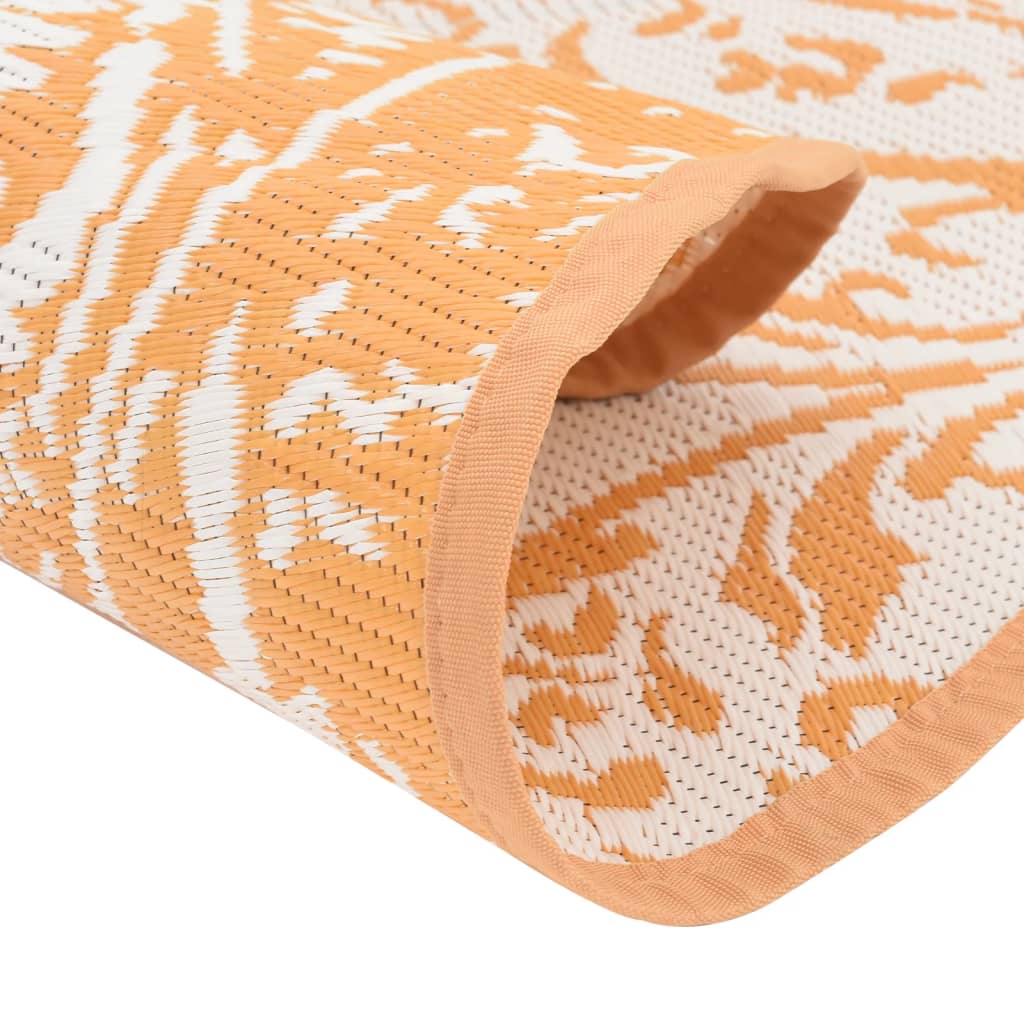 Outdoor rug ARAKIL orange and white Ø200 cm PP