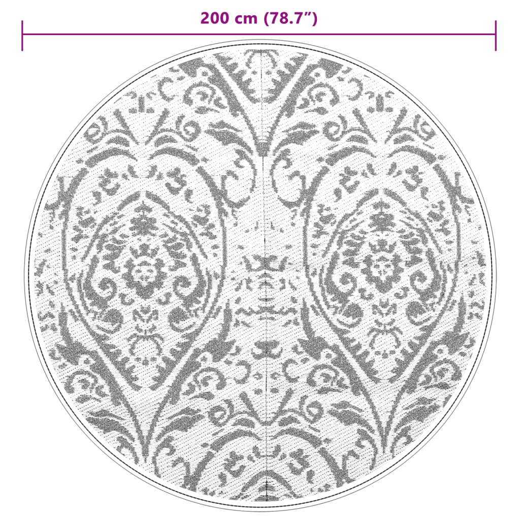 Outdoor rug ARAKIL orange and white Ø200 cm PP