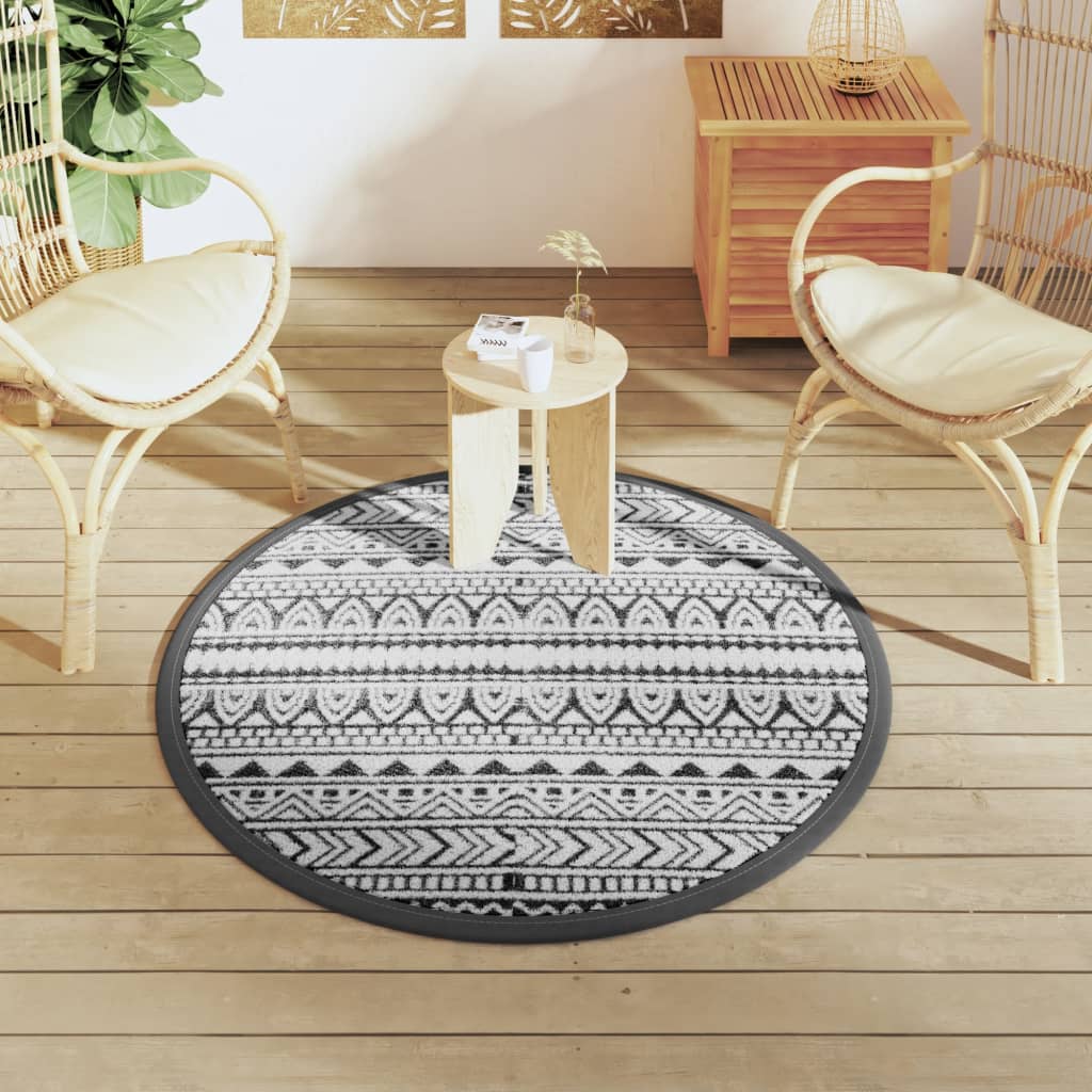 Outdoor rug ARAKIL Black Ø120 cm PP