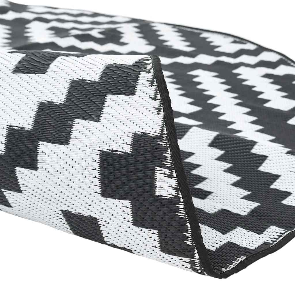 Outdoor-Teppich ARAKIL Weiß und Schwarz Ø120 cm PP