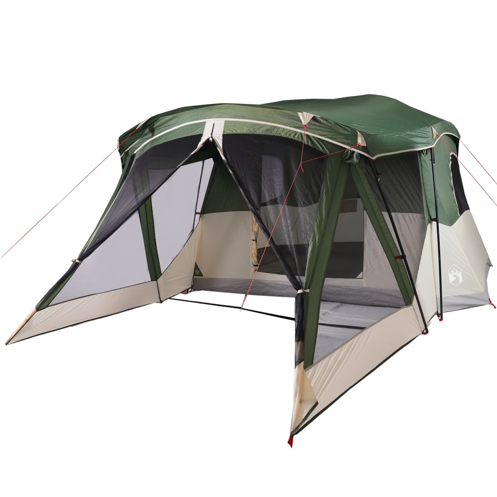 Camping Tent with Awning 4 Persons Green Waterproof