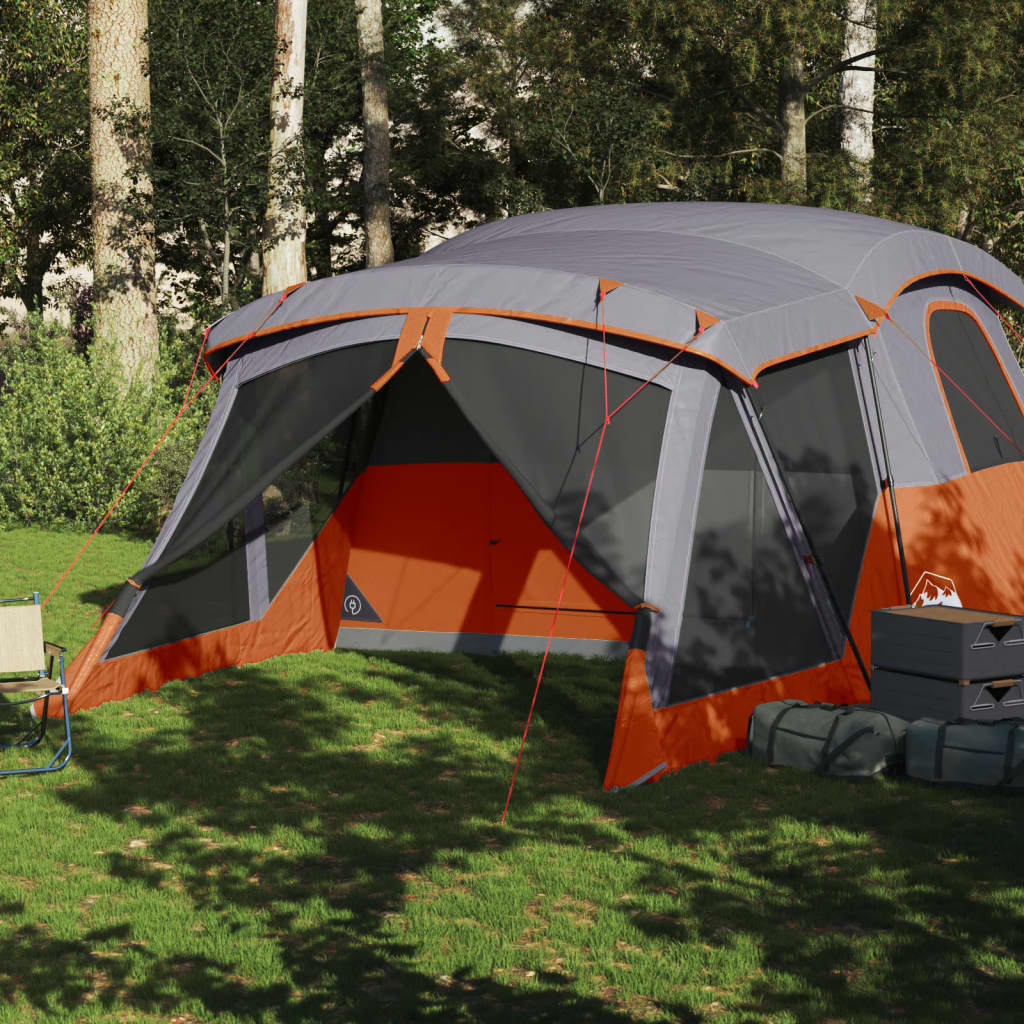Camping Tent with Awning 4 Persons Orange Waterproof