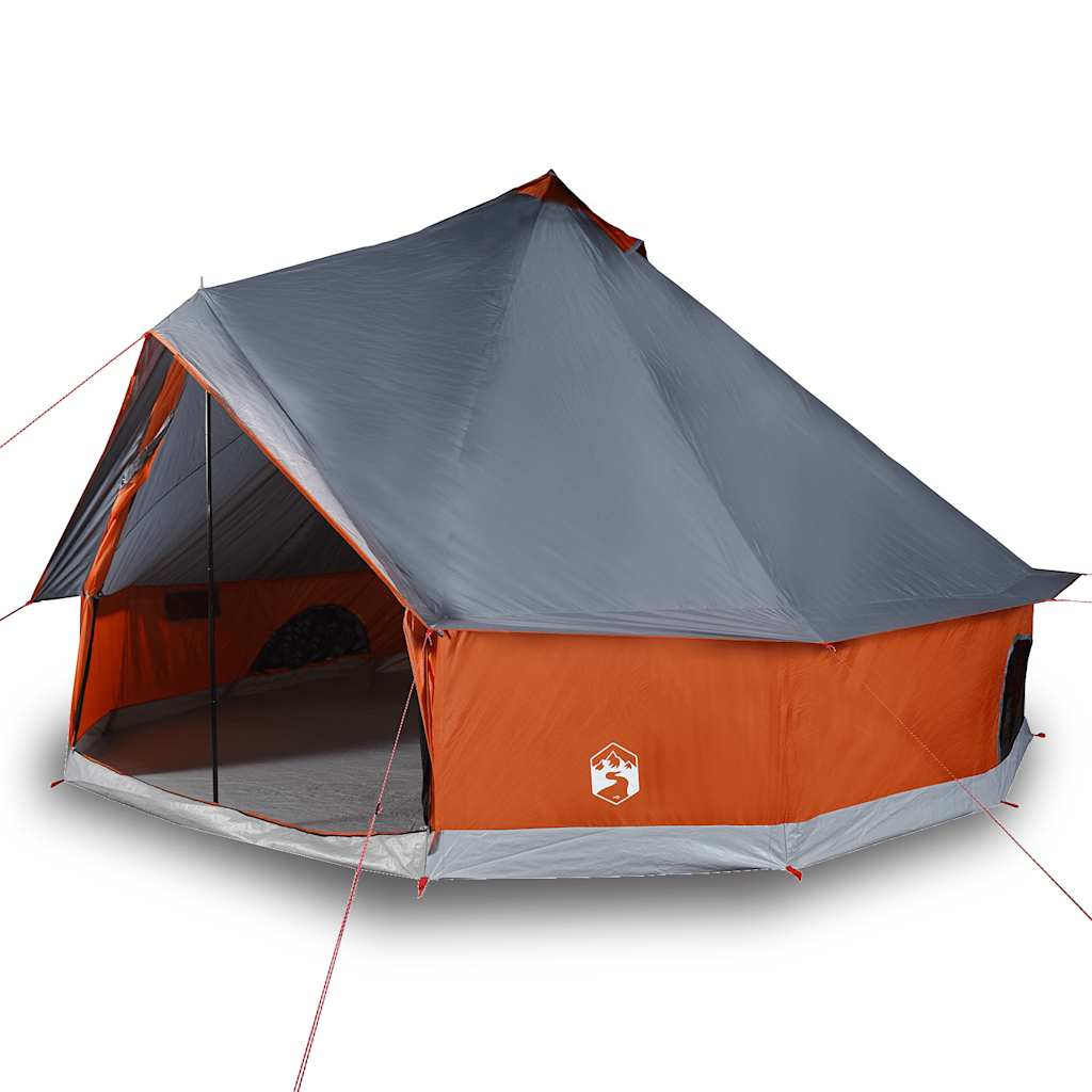 Tipi Family Tent 8 Persons Grey and Orange Waterproof
