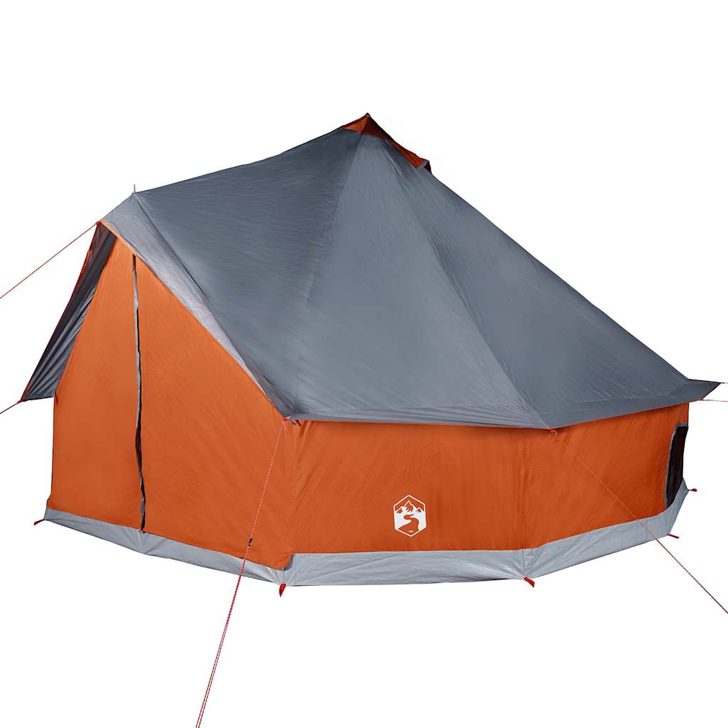 Tipi Family Tent 8 Persons Grey and Orange Waterproof