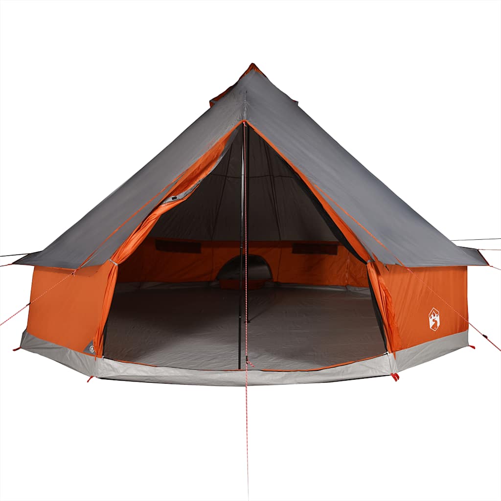 Tipi Family Tent 8 Persons Grey and Orange Waterproof