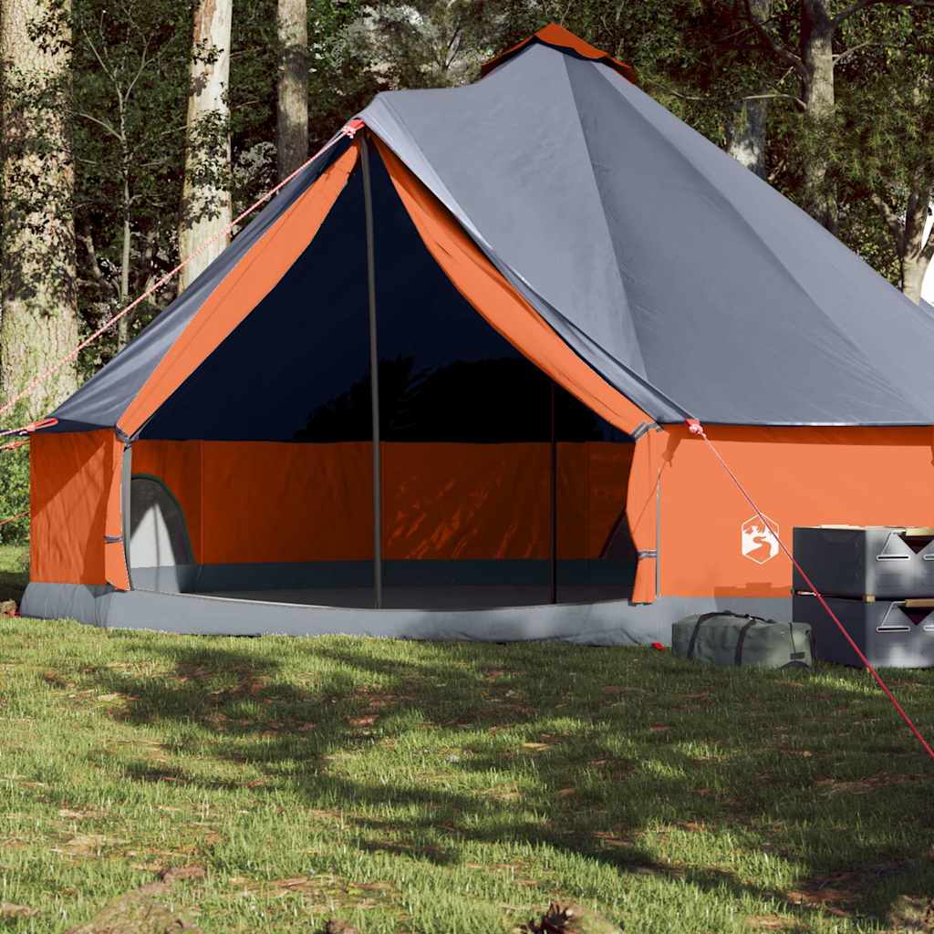 Tipi Family Tent 8 Persons Grey and Orange Waterproof