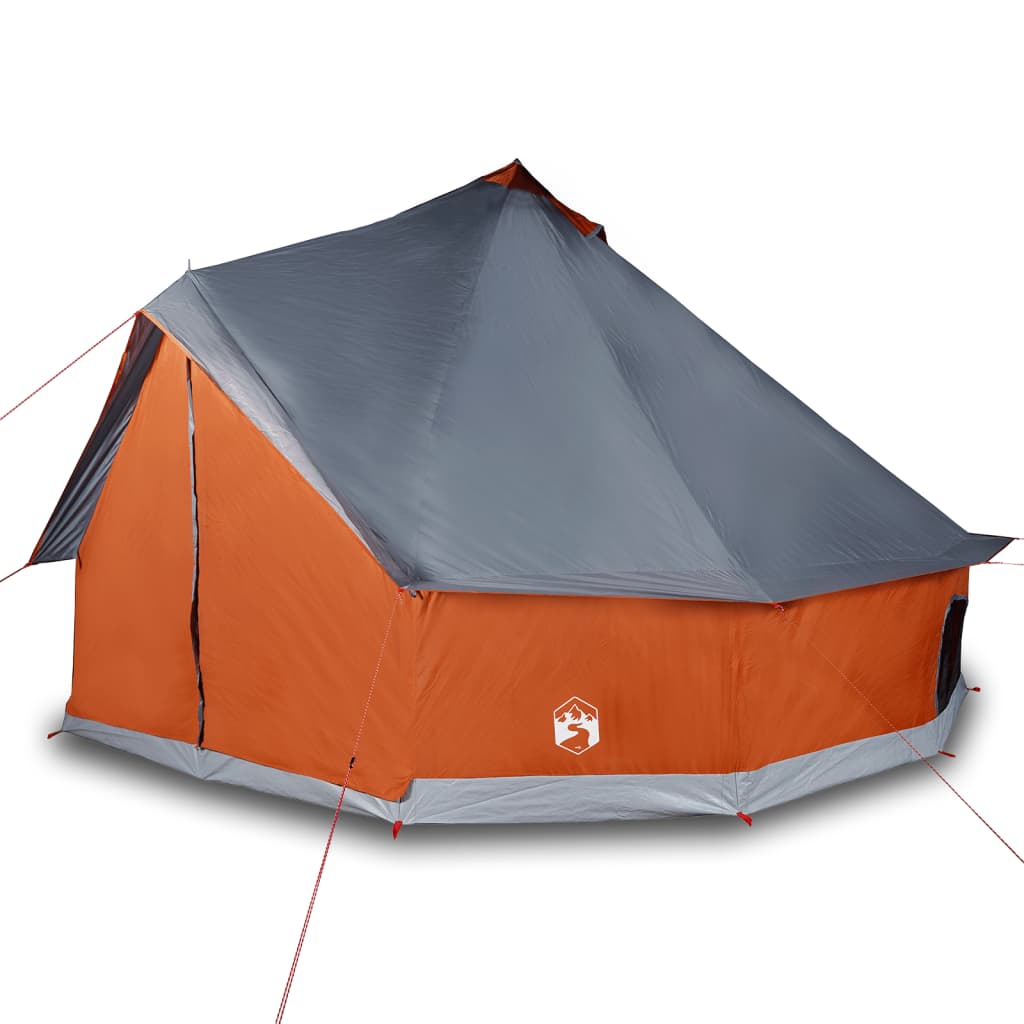 Tipi Family Tent 12 Persons Grey and Orange Waterproof