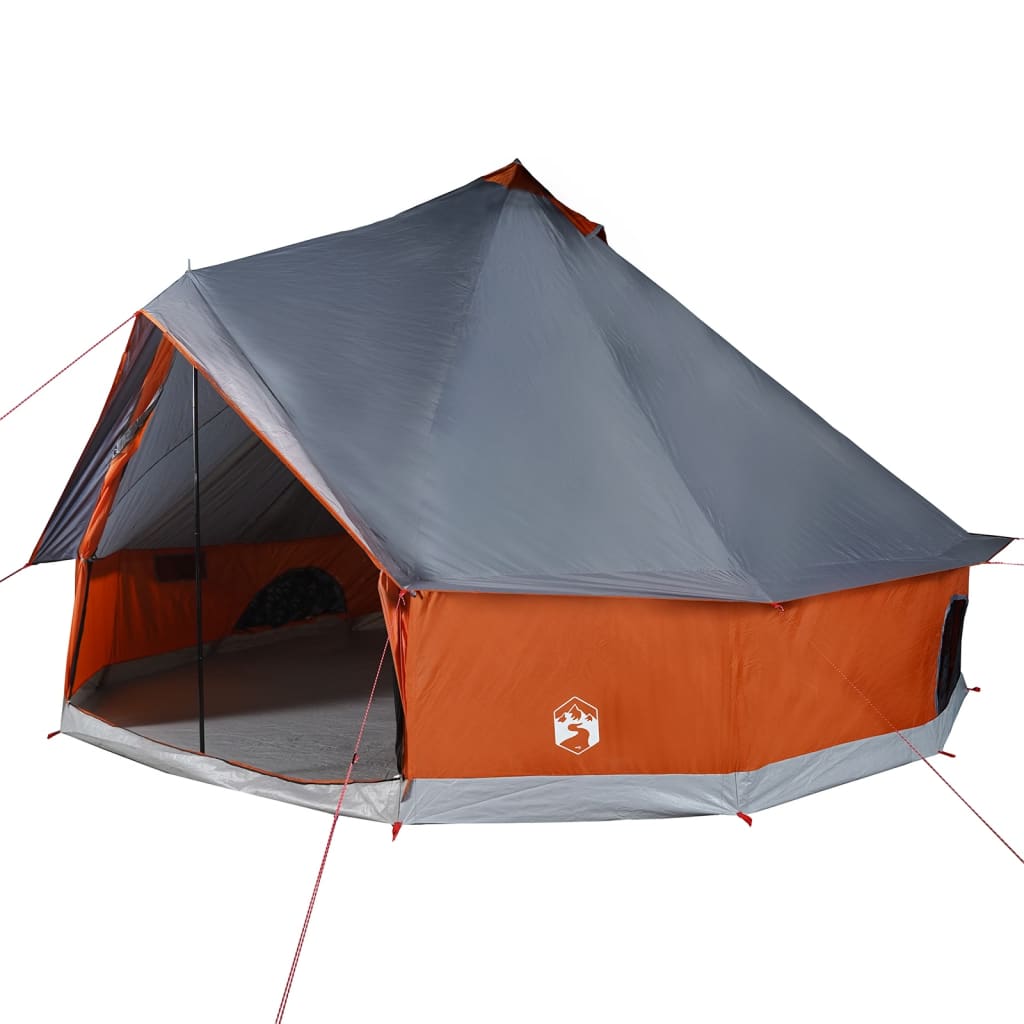 Tipi Family Tent 12 Persons Grey and Orange Waterproof