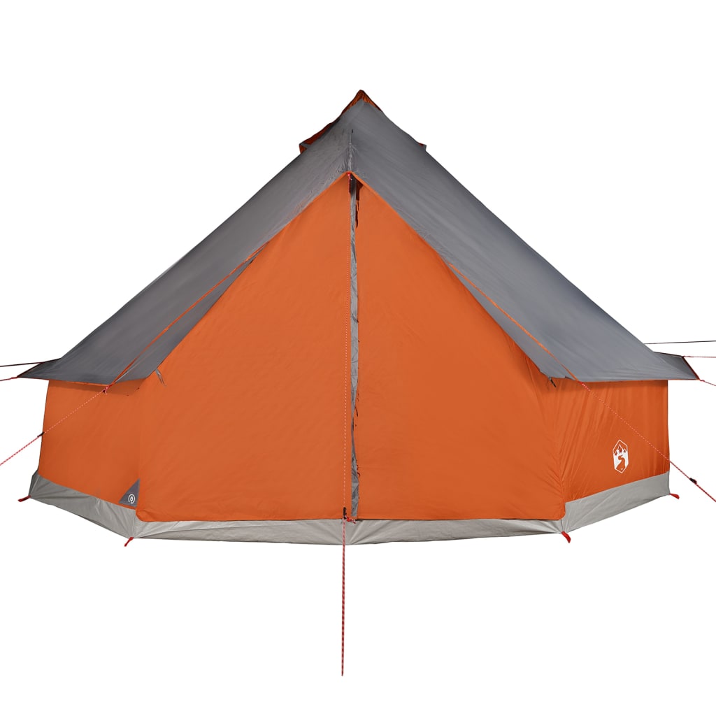Tipi Family Tent 12 Persons Grey and Orange Waterproof