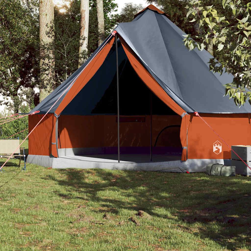 Tipi Family Tent 10 Persons Grey and Orange Waterproof
