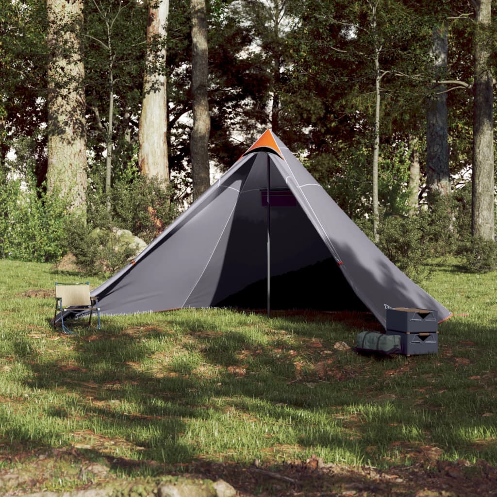 Tipi Family Tent 7 Persons Grey and Orange Waterproof