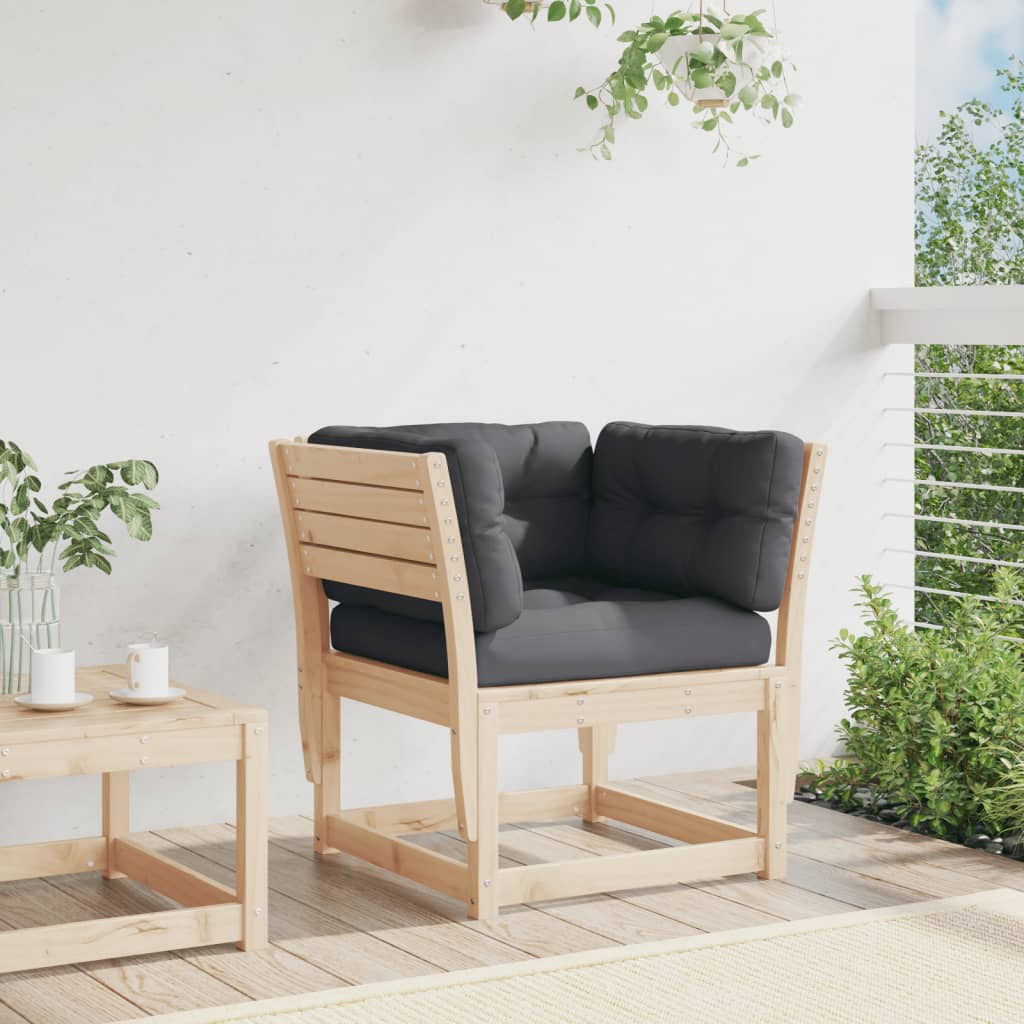 Garden sofa with armrests and cushions solid pine wood