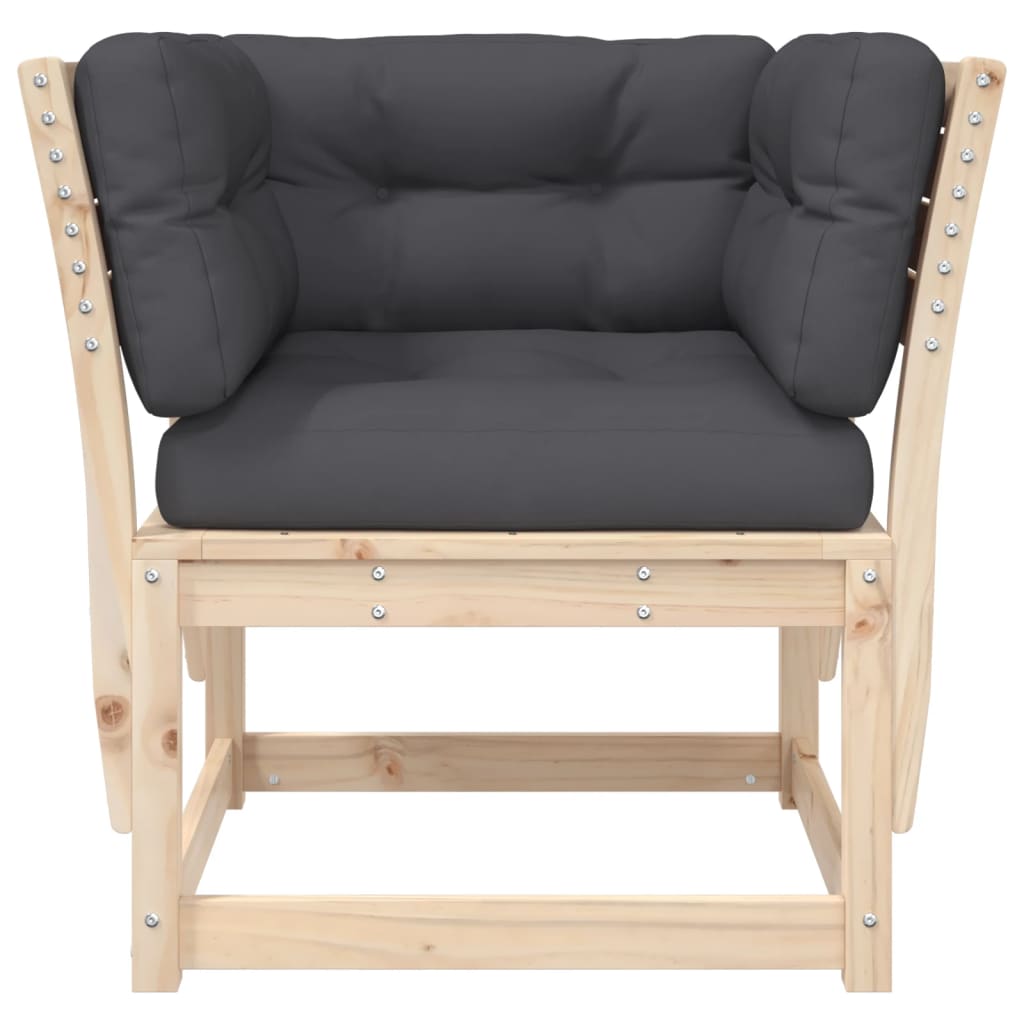Garden sofa with armrests and cushions solid pine wood