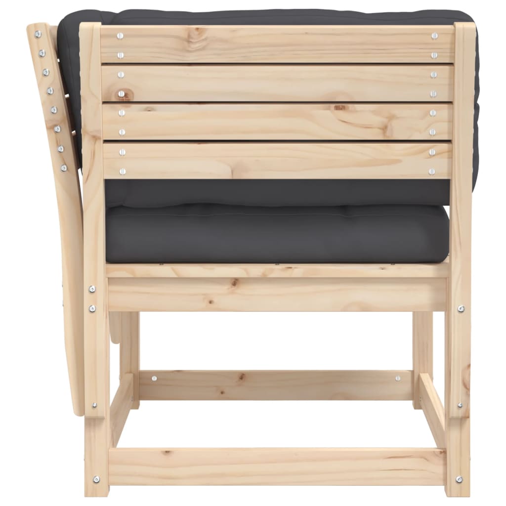 Garden sofa with armrests and cushions solid pine wood