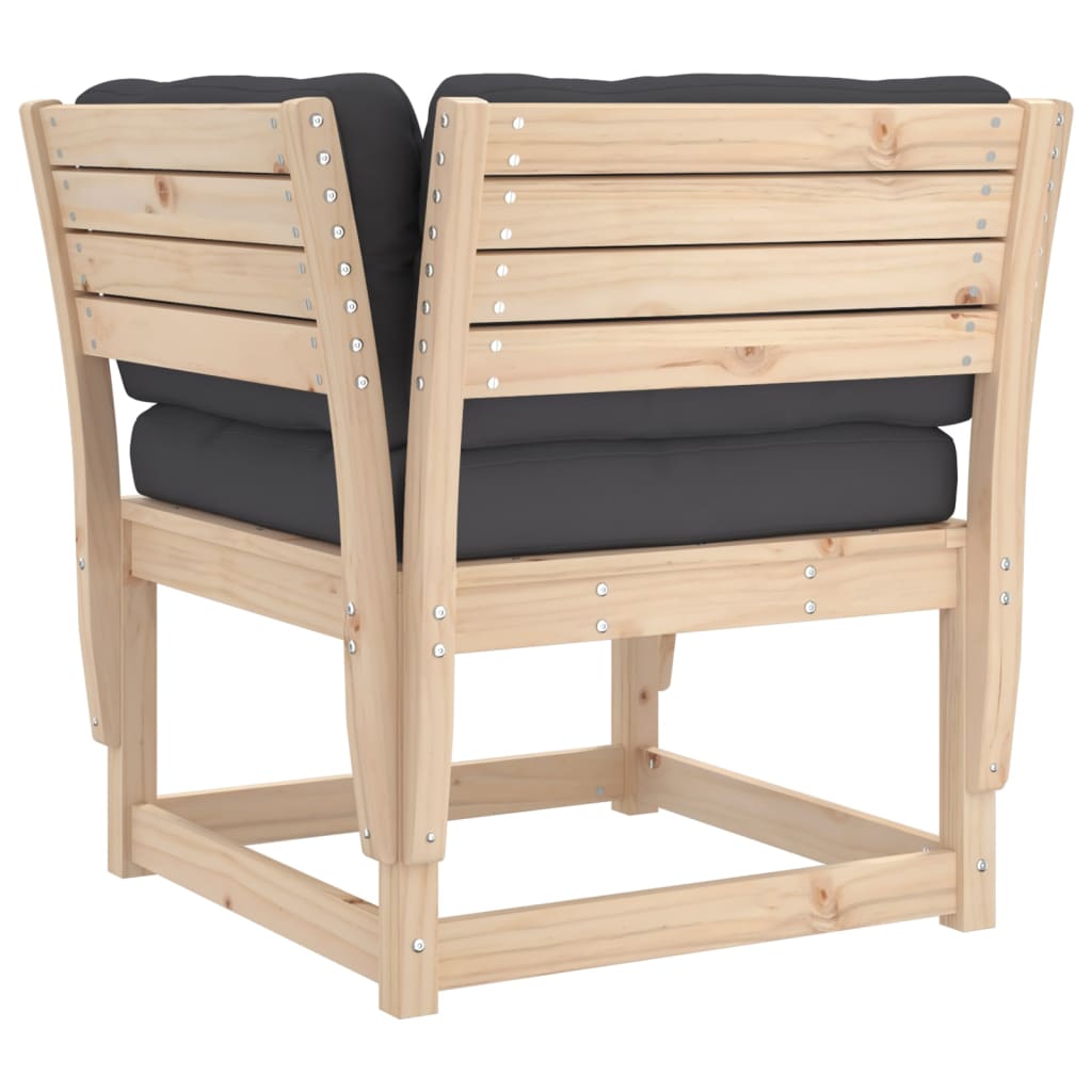 Garden sofa with armrests and cushions solid pine wood