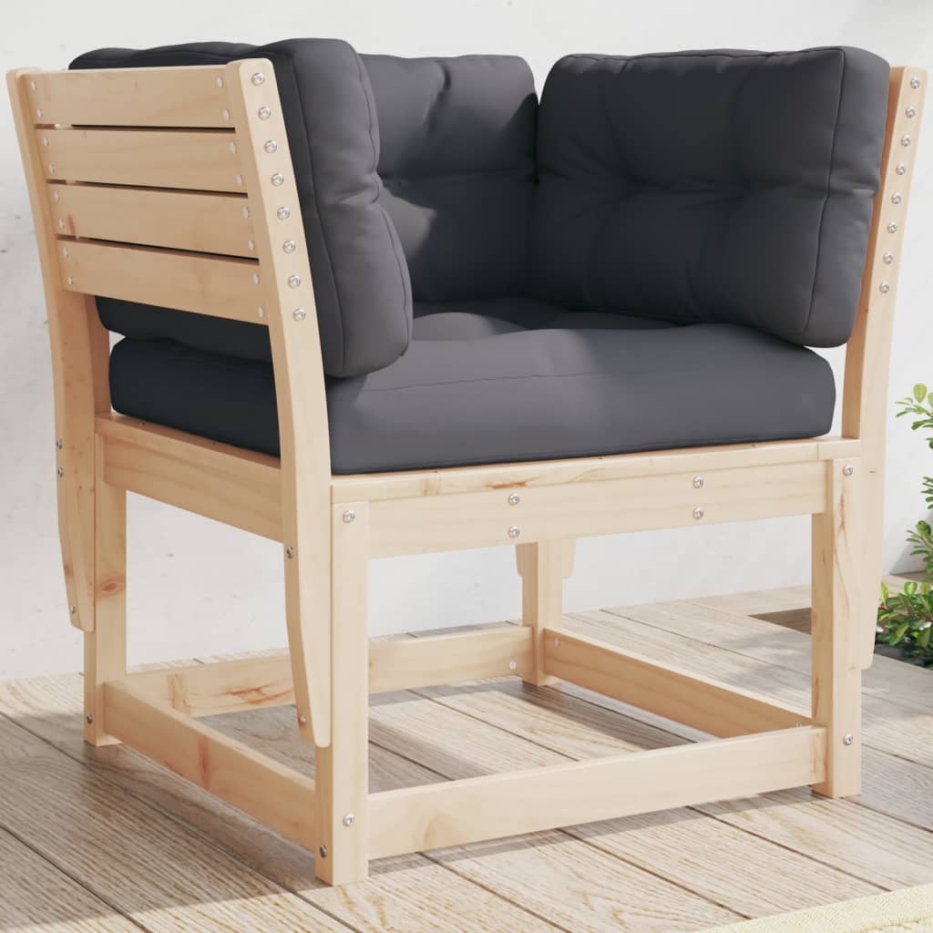 Garden sofa with armrests and cushions solid pine wood