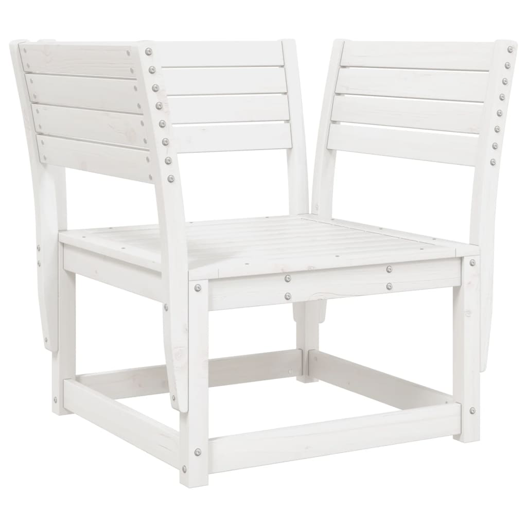 Garden sofa with armrests and cushions white solid pine