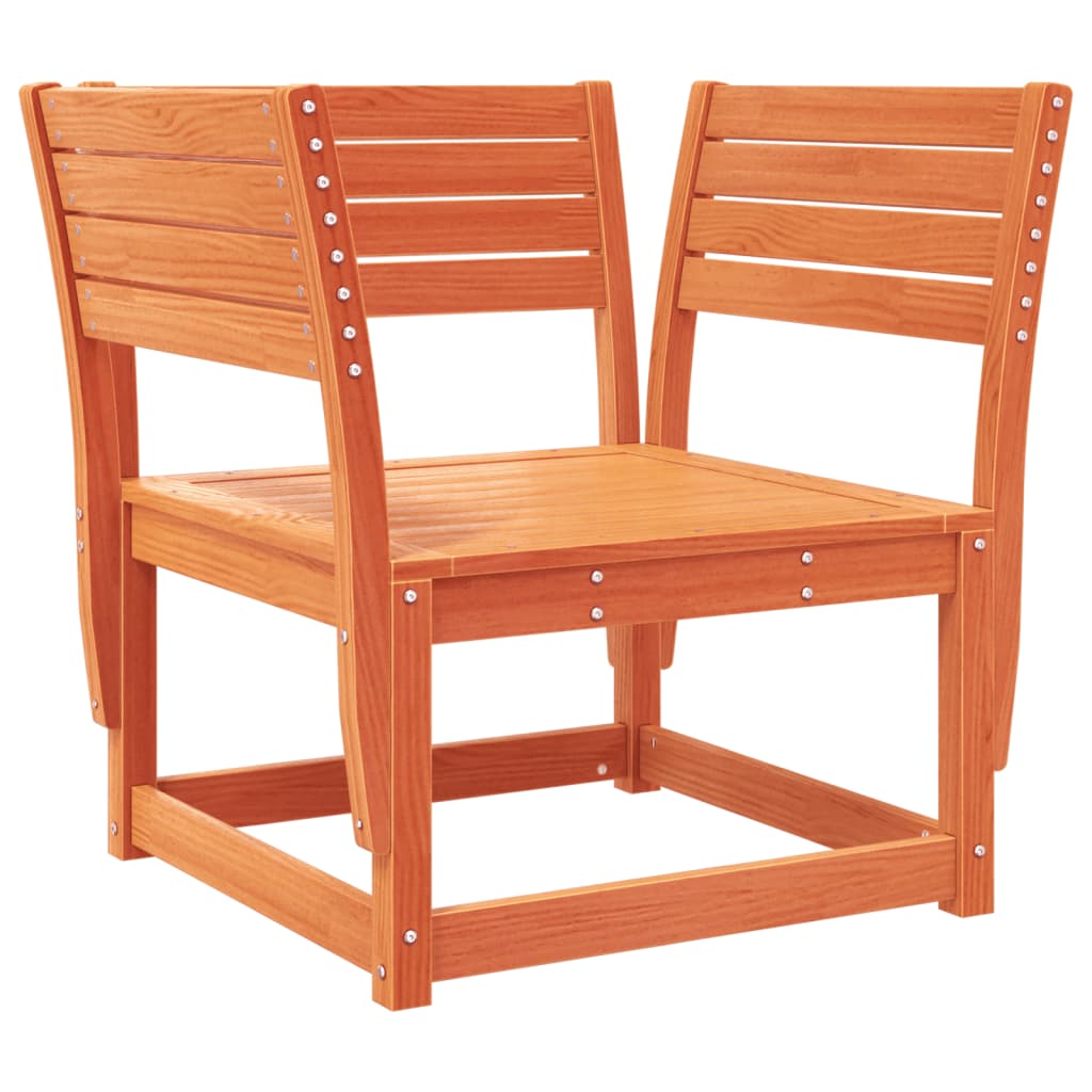 Garden sofa with armrests and cushions brown solid pine wood