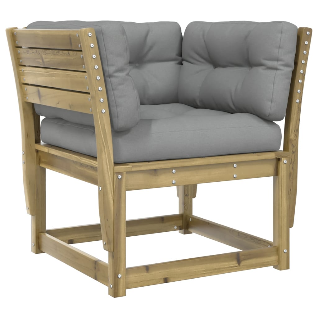 Garden sofa with armrests and cushions pinewood impregnated