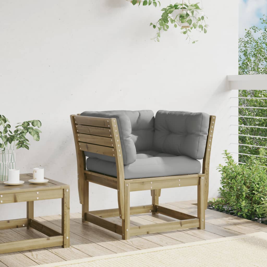Garden sofa with armrests and cushions pinewood impregnated