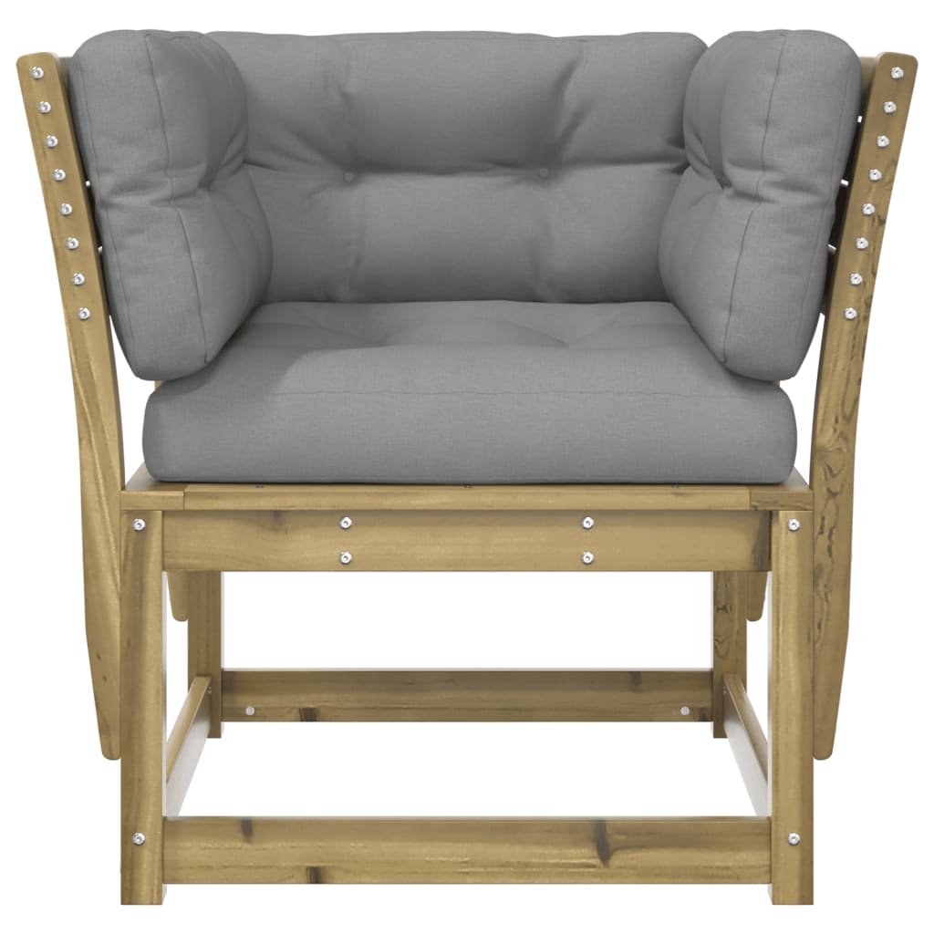 Garden sofa with armrests and cushions pinewood impregnated