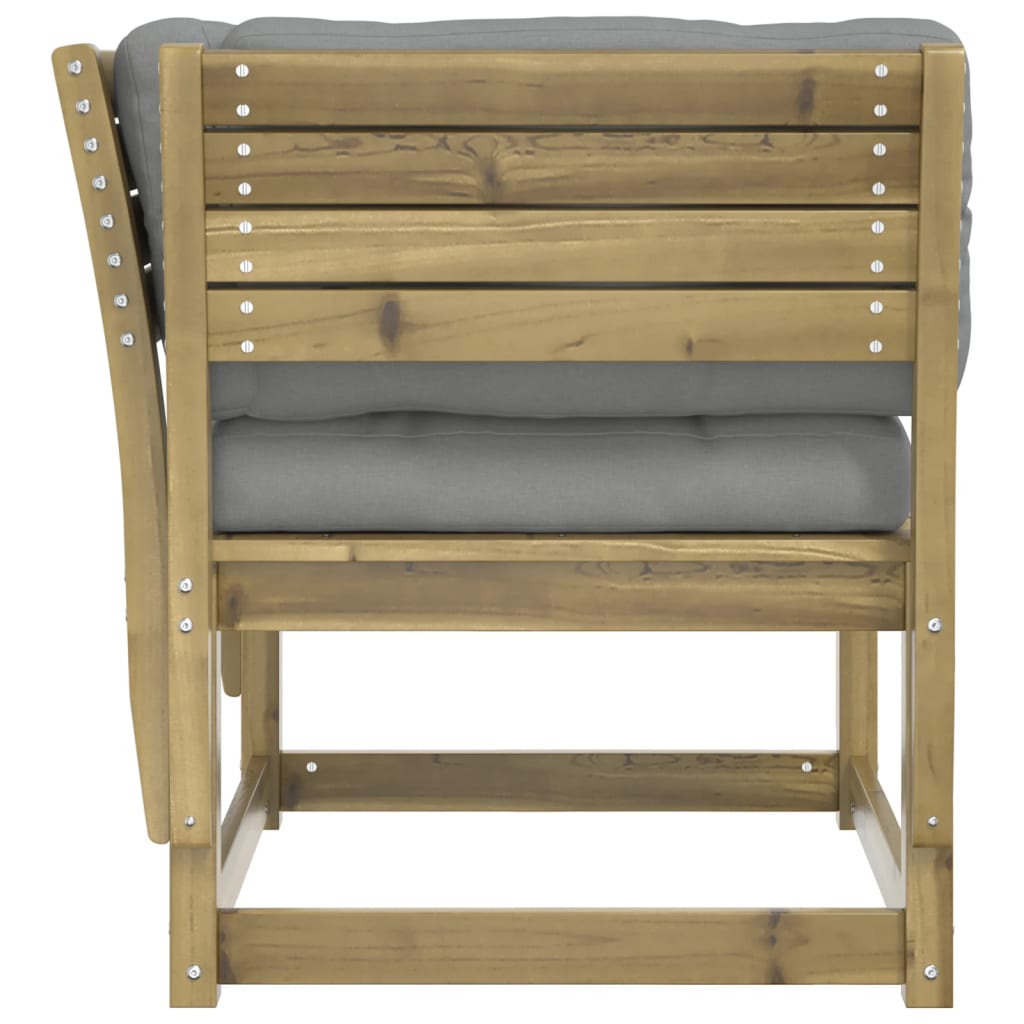 Garden sofa with armrests and cushions pinewood impregnated