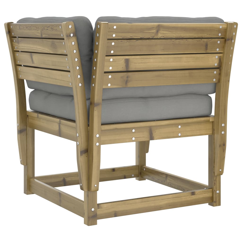 Garden sofa with armrests and cushions pinewood impregnated