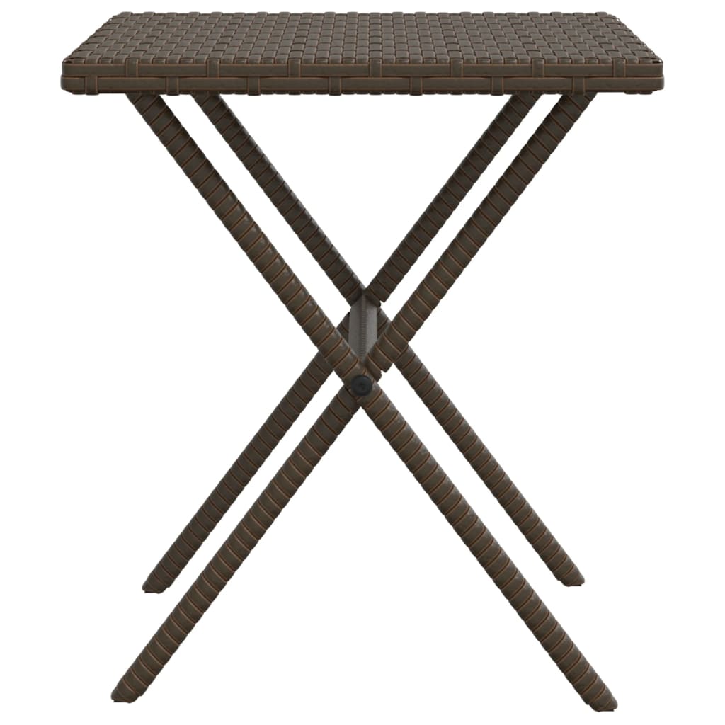 Chaises longues 2 pcs avec table en polyrotin marron