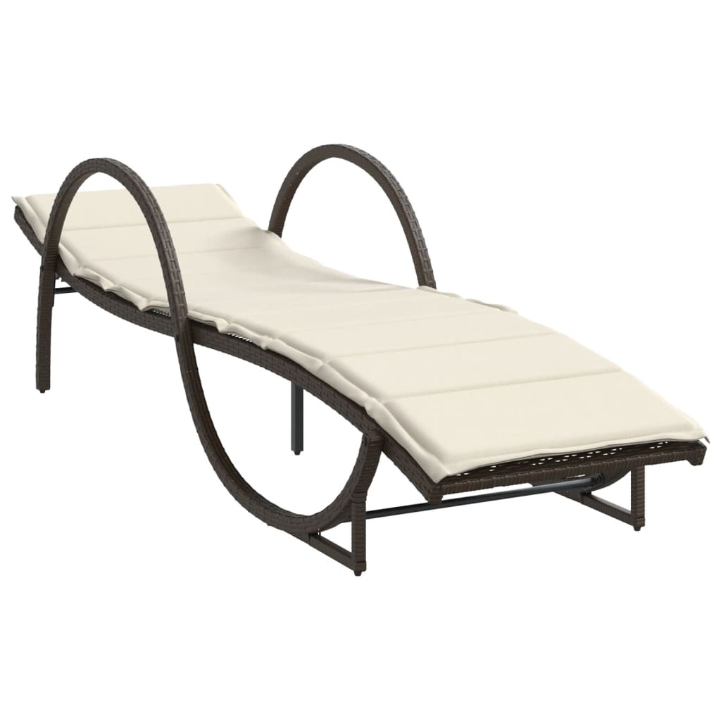 Chaises longues 2 pcs avec table en polyrotin marron